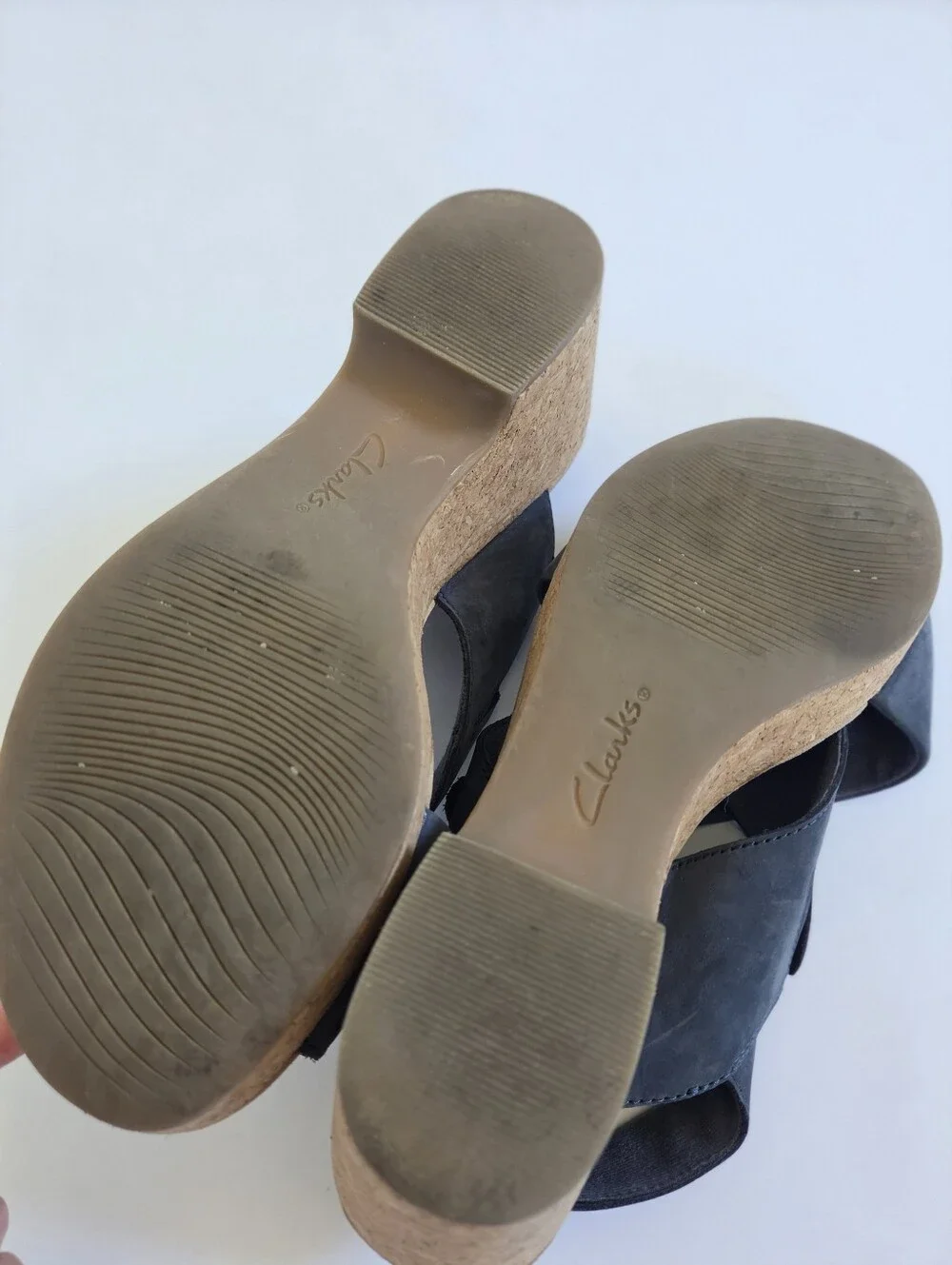Clarks Giselle Dove Leather Wedge Sandal comfort nubuck size 9